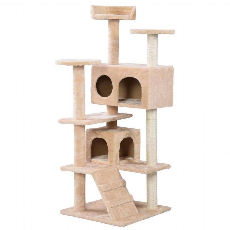 Beige Katt Tree Tower Condo Møbler Skrapepost