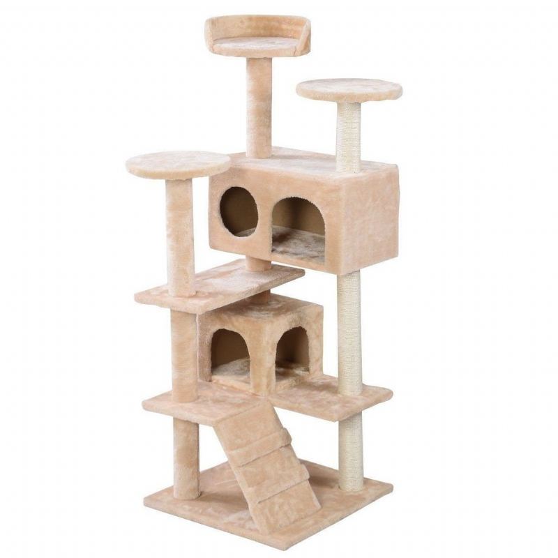 Beige Katt Tree Tower Condo Møbler Skrapepost