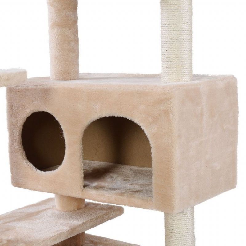 Beige Katt Tree Tower Condo Møbler Skrapepost